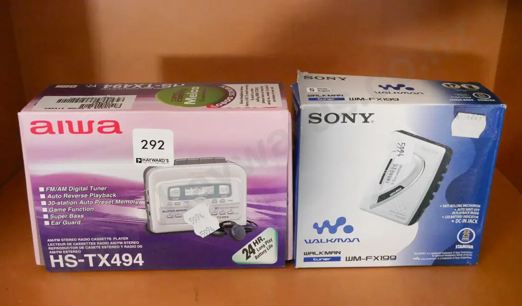boxed Sony Walkman and Aiwa portable cassette player - As Is No Returns Image 1++