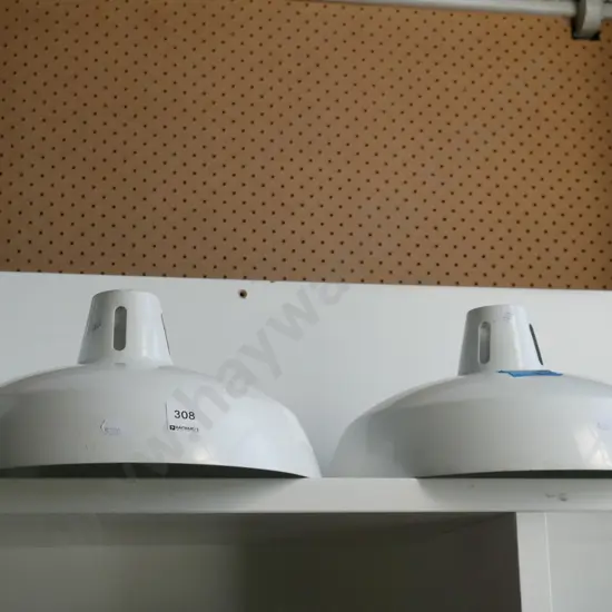 2x spun aluminium light shades