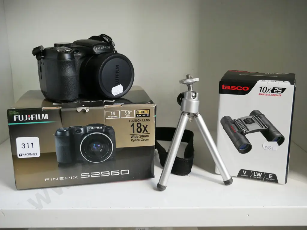 binoculars, Fuji digital camera, small tripod Image 1++