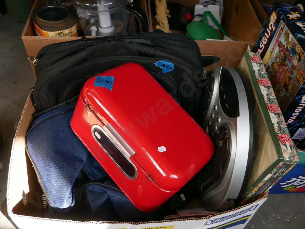 box; various bags, bread bin, foot massager etc Image 1++