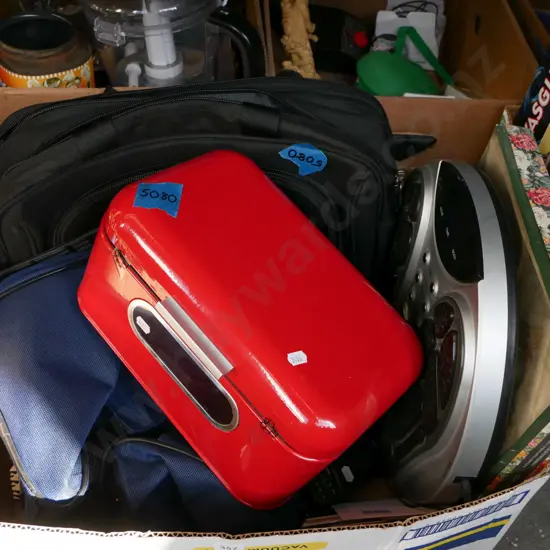 box; various bags, bread bin, foot massager etc