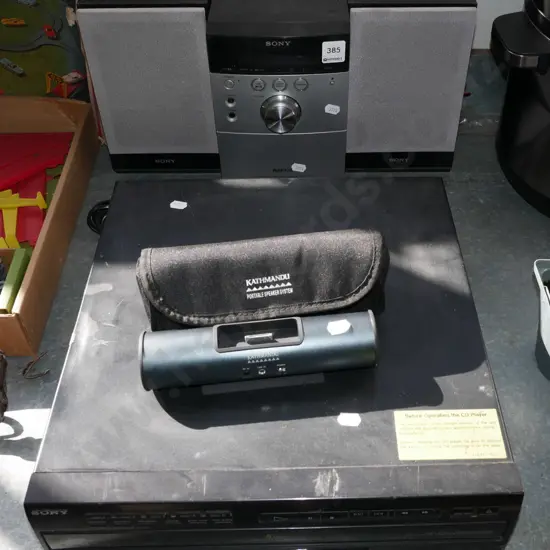 Sony 5 disc CD player, midi system, Kathmandu i-pod speaker