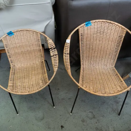 2x retro woven plastic child's moon chairs