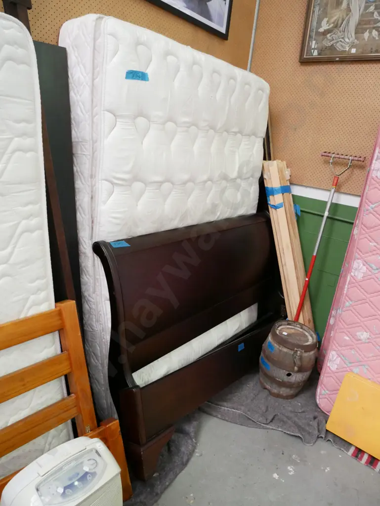 queen sleigh slat bed base with Sealy mattress Image 1++