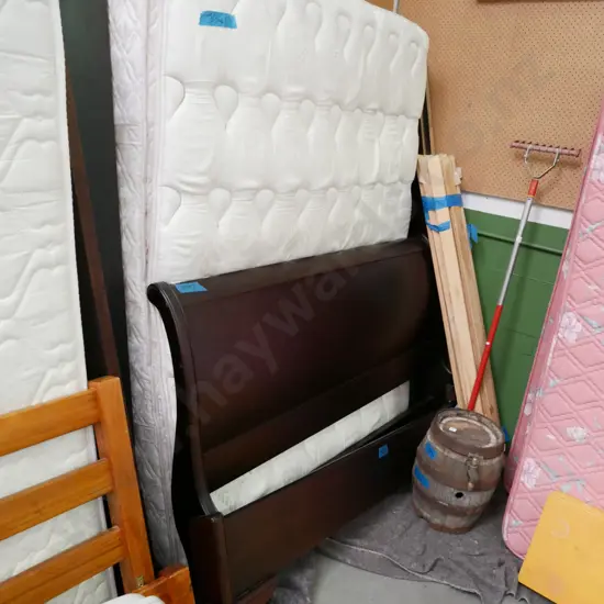 queen sleigh slat bed base with Sealy mattress