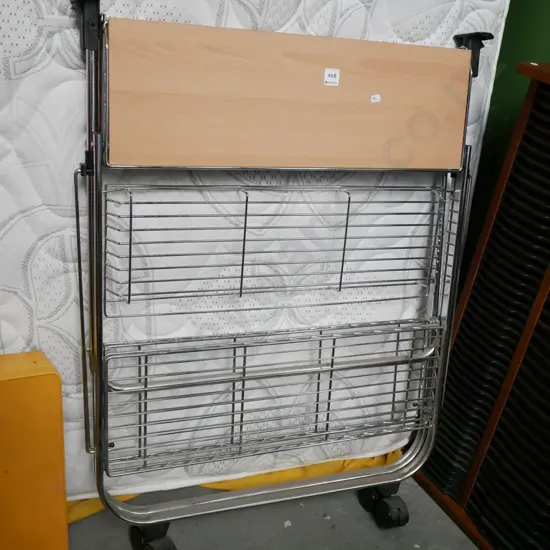 foldaway metal and faux wood 3 tier trolley