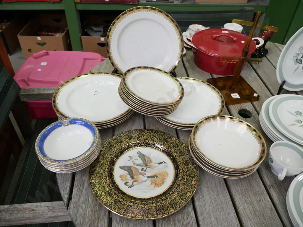 Booths gold rimmed plates and bowls, flying duck plate, 6x unbranded sweet dishes Image 1++