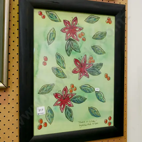 framed watercolour - flowers