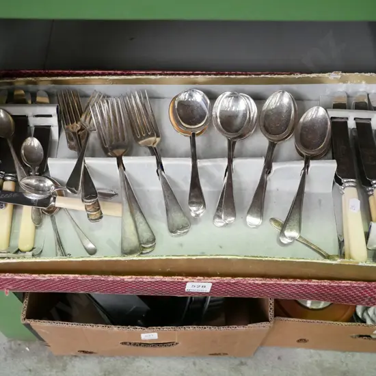 cased cutlery with bone handled knives