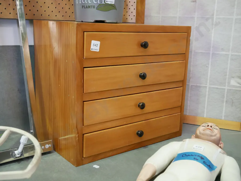 set of pine 4 drawer specimen drawers H-370 W-420 D-255 Image 1++