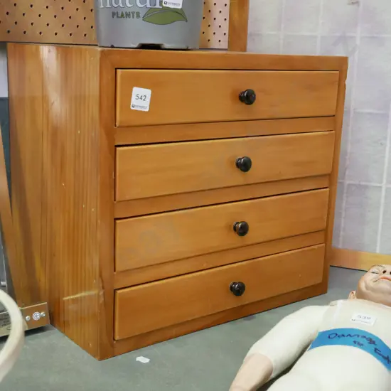 set of pine 4 drawer specimen drawers H-370 W-420 D-255