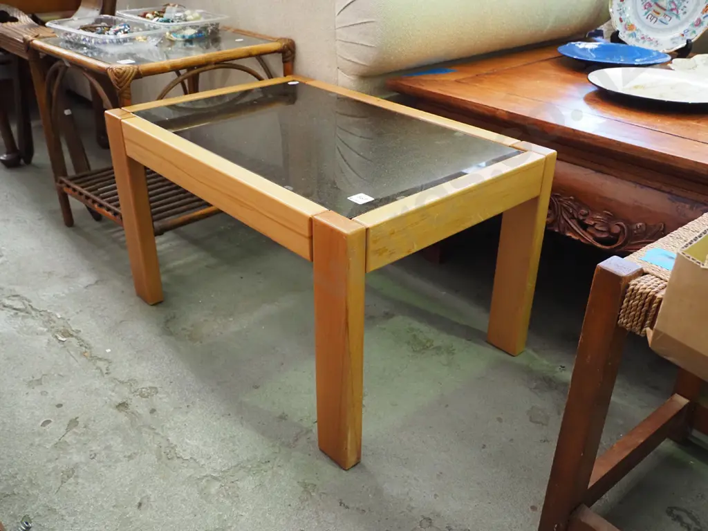 rimu and smoked glass coffee table  Image 1++