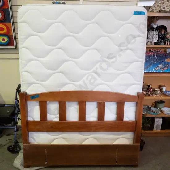 queen bed base, mattress and headboard