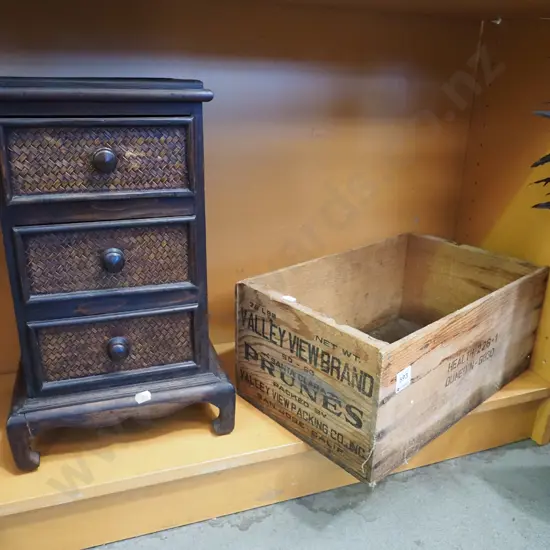 wooden box, small 3 drawer chest  H-430