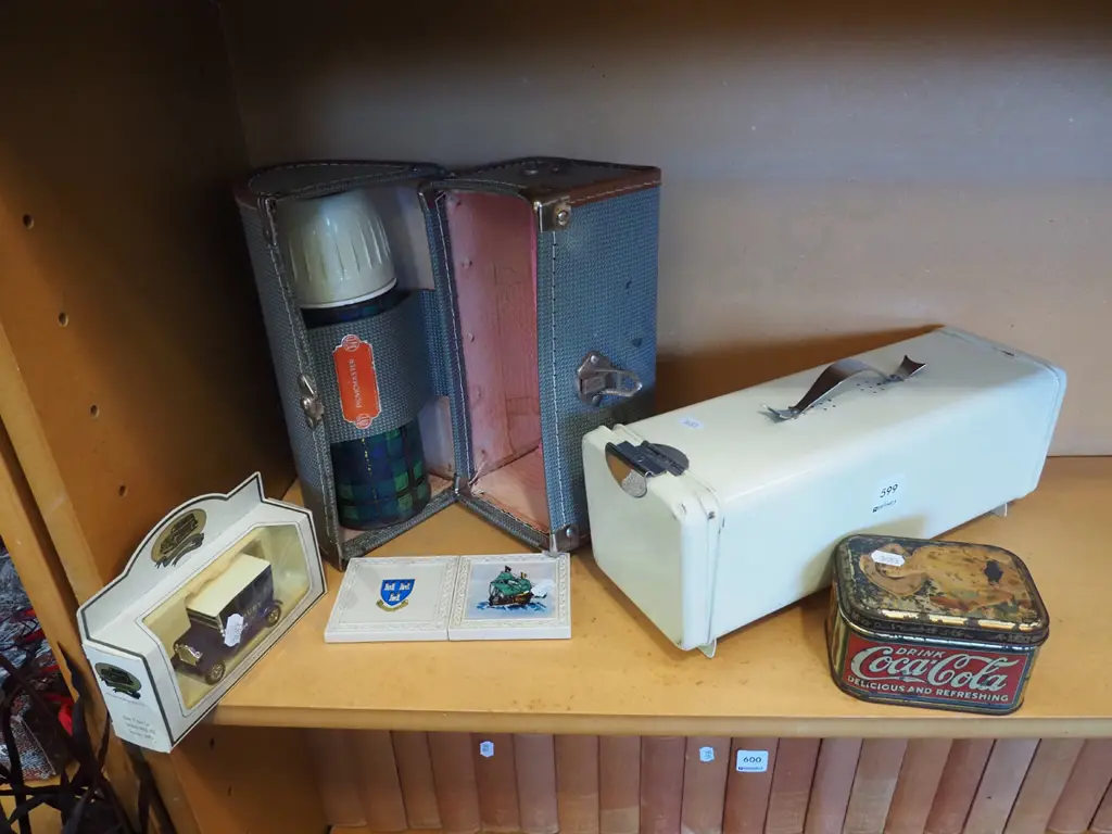 shelf; vintage thermos, small bread bin etc Image 1++