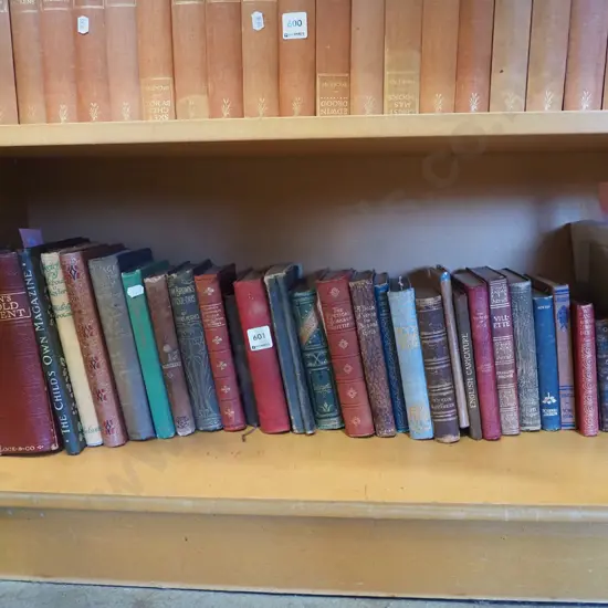 shelf of vintage books