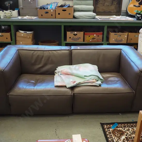 brown leather chesterfield 2 seater settee H-670 W-2030 D-970