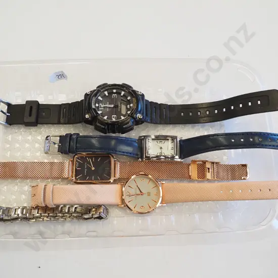 tray of wristwatches etc