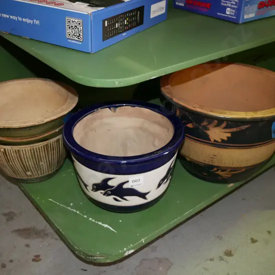 3x glazed planters