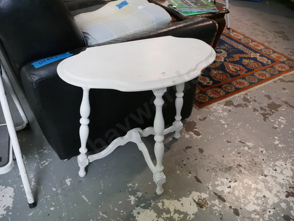 white painted half round hall table Image 1++