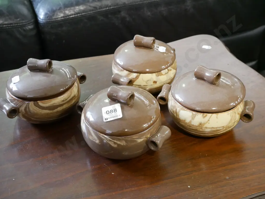 4x Temuka Te Rona lidded soups Image 1++