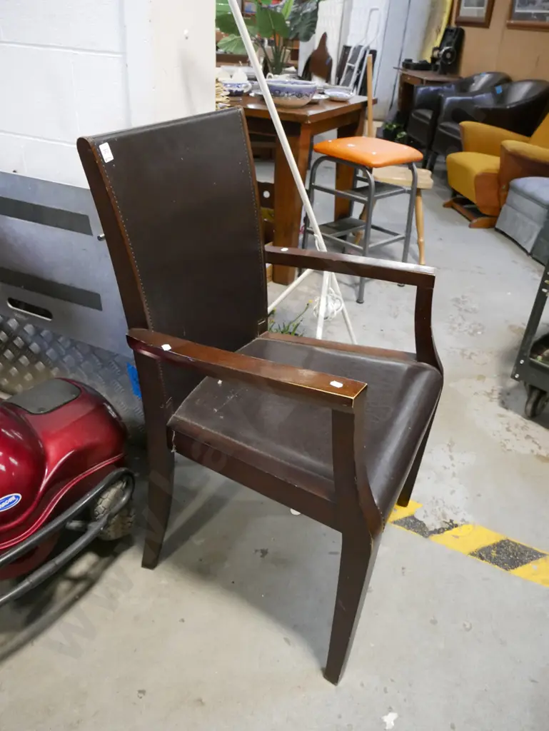 leather and wood armchair Image 1++