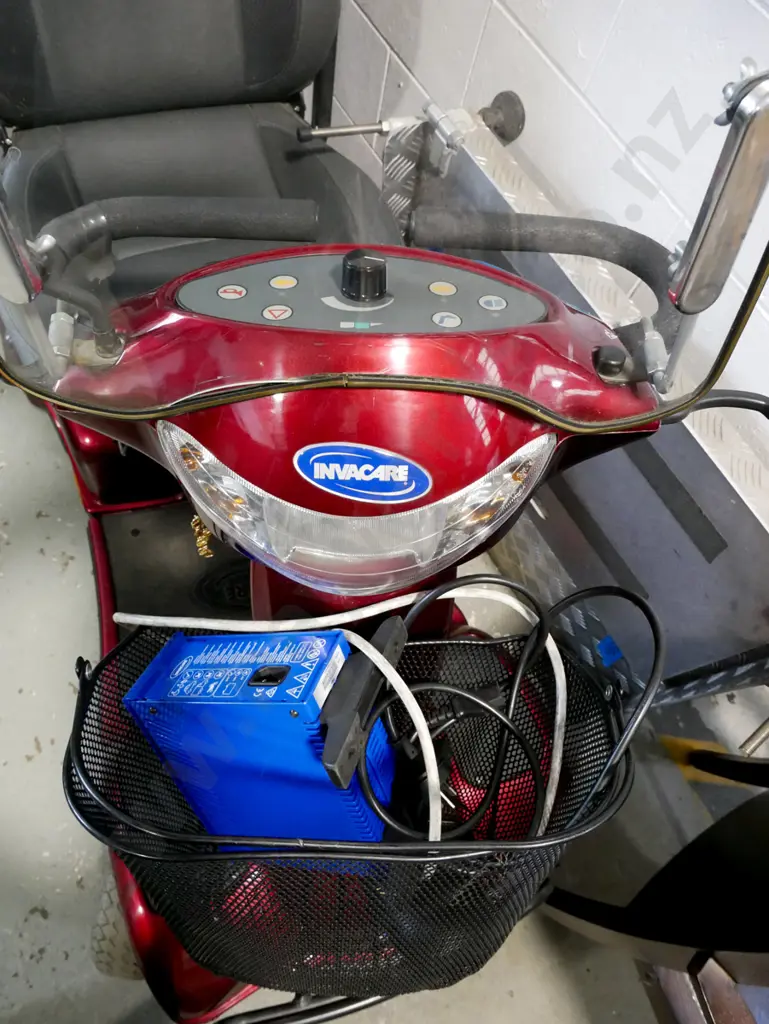 Invacare mobility scooter with charger and small heavy duty access ramp - key in office Image 1++