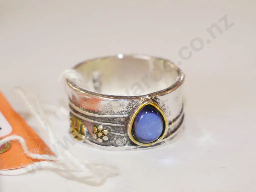 silver ring with blue stone Image 1++