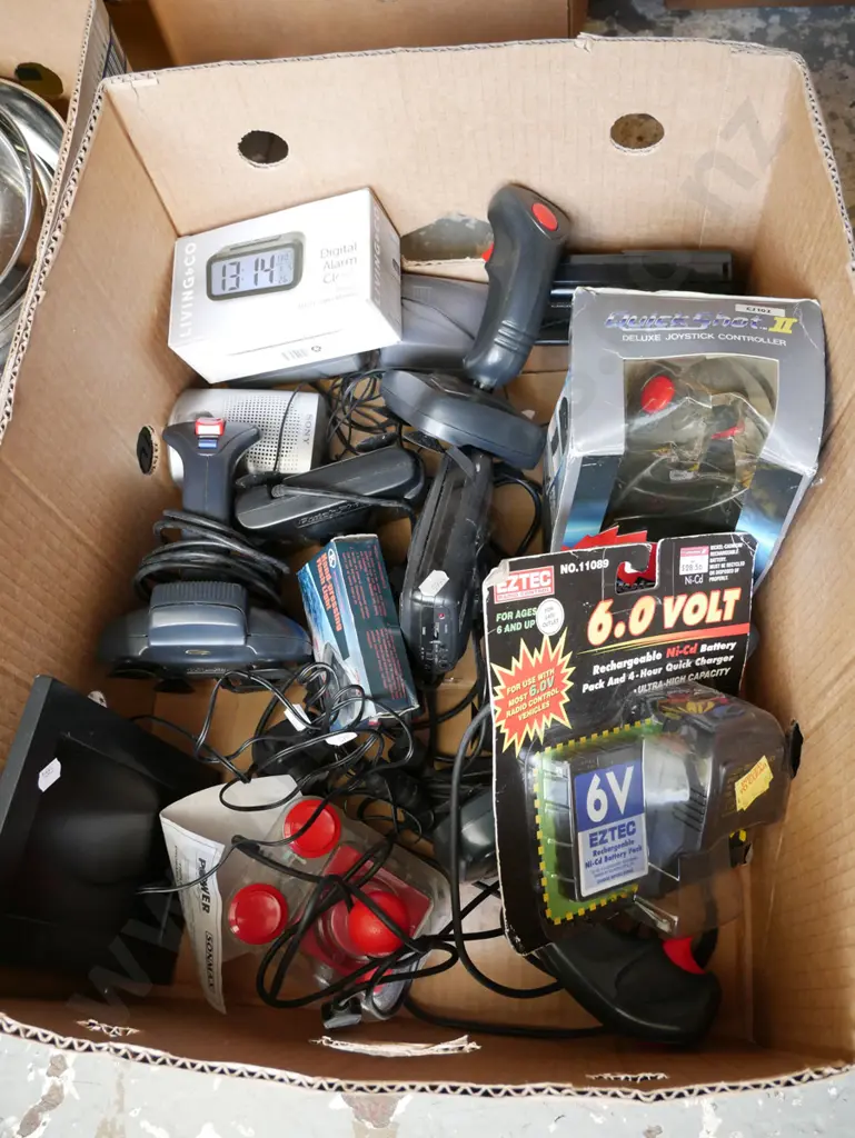 box; digital alarm clock, flash light, gaming joysticks etc Image 1++