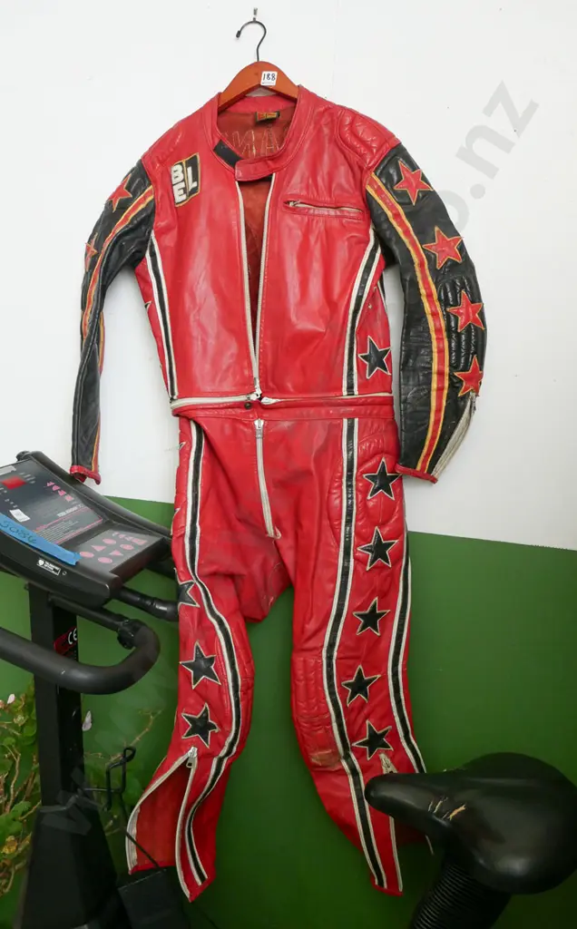 BEL branded red leather motorcycle all in one leathers (size unkown) Image 1++