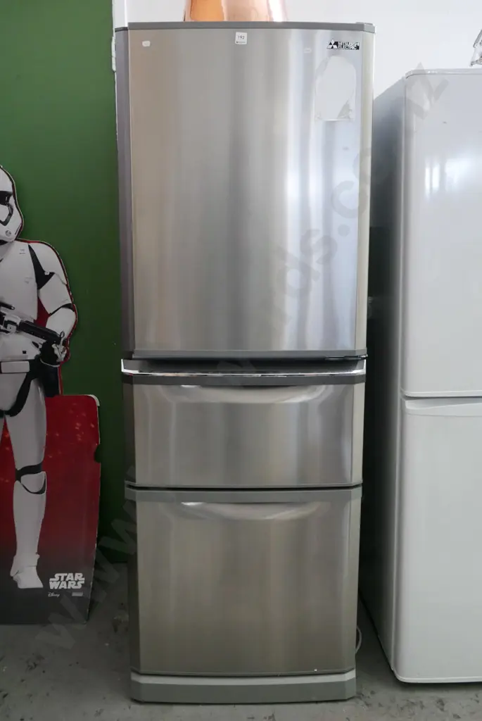 Mitsubishi anodised fridge freezer, with vege drawer H-1675 W-600 D-630 Image 1++