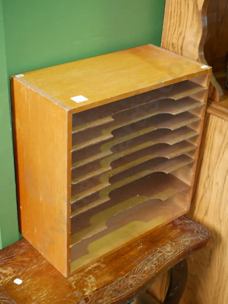 wooden desk top stationery organiser Image 1++