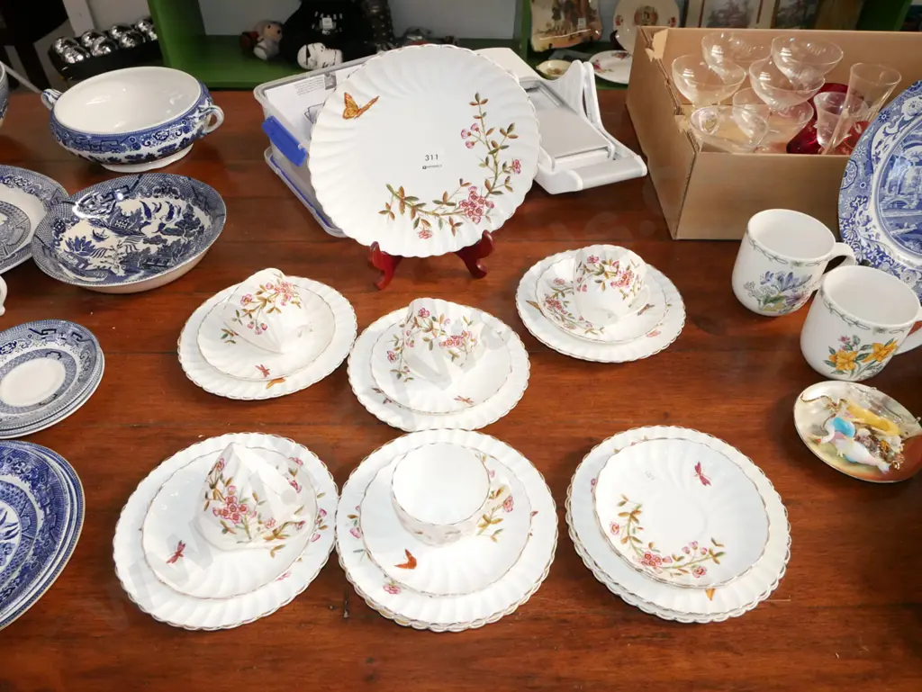 blossom patterned cups, saucers, plates Image 1++