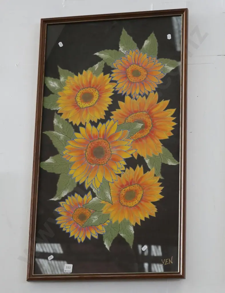 framed screen print - sunflowers Image 1++