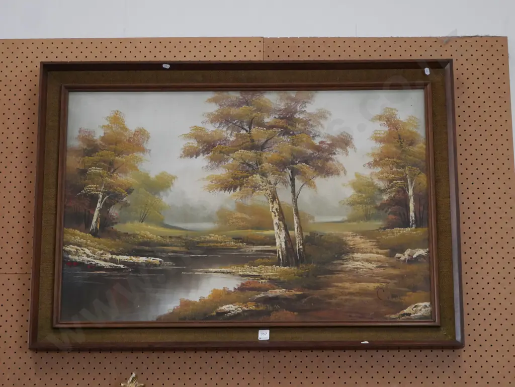 framed oil - pond and trees Image 1++