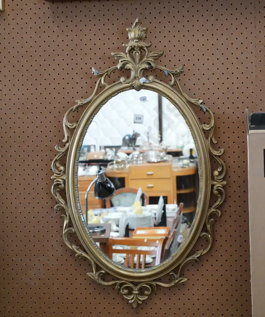 cast alloy gilt framed oval wall mirror Image 1++