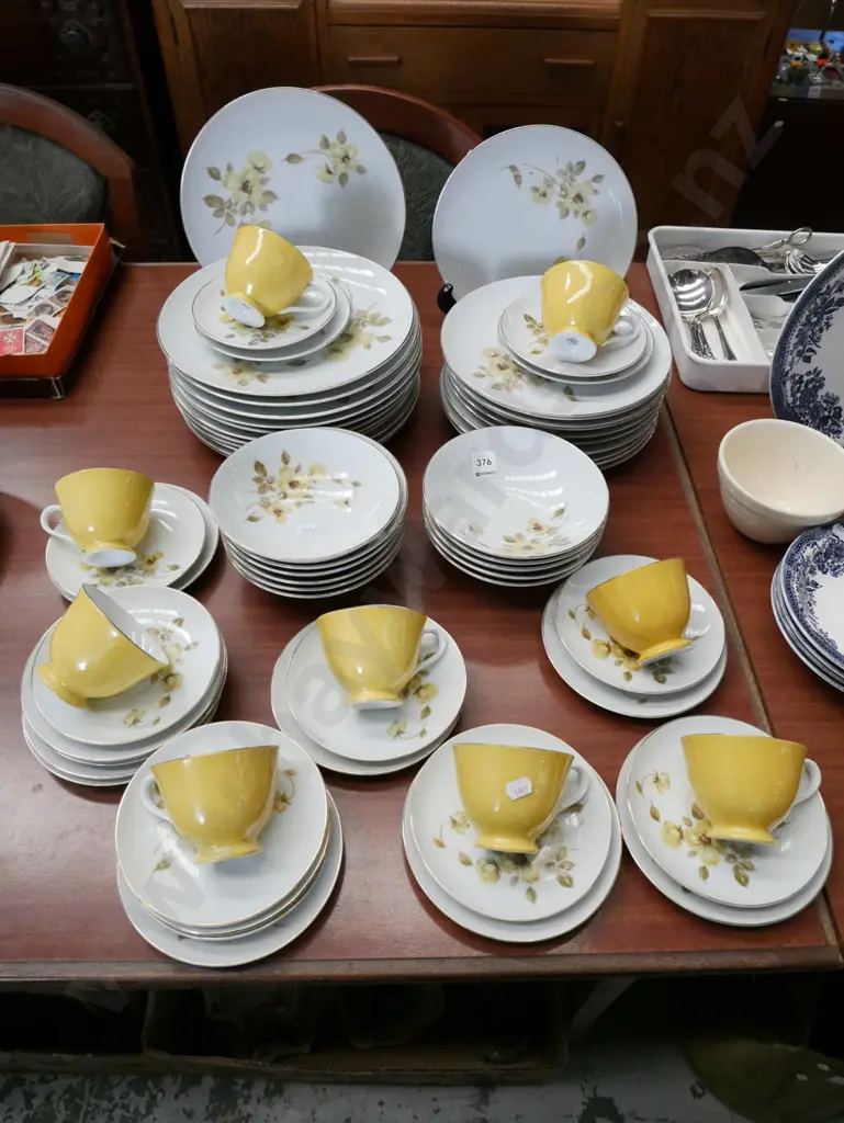 Japanese yellow floral dinner items Image 1++