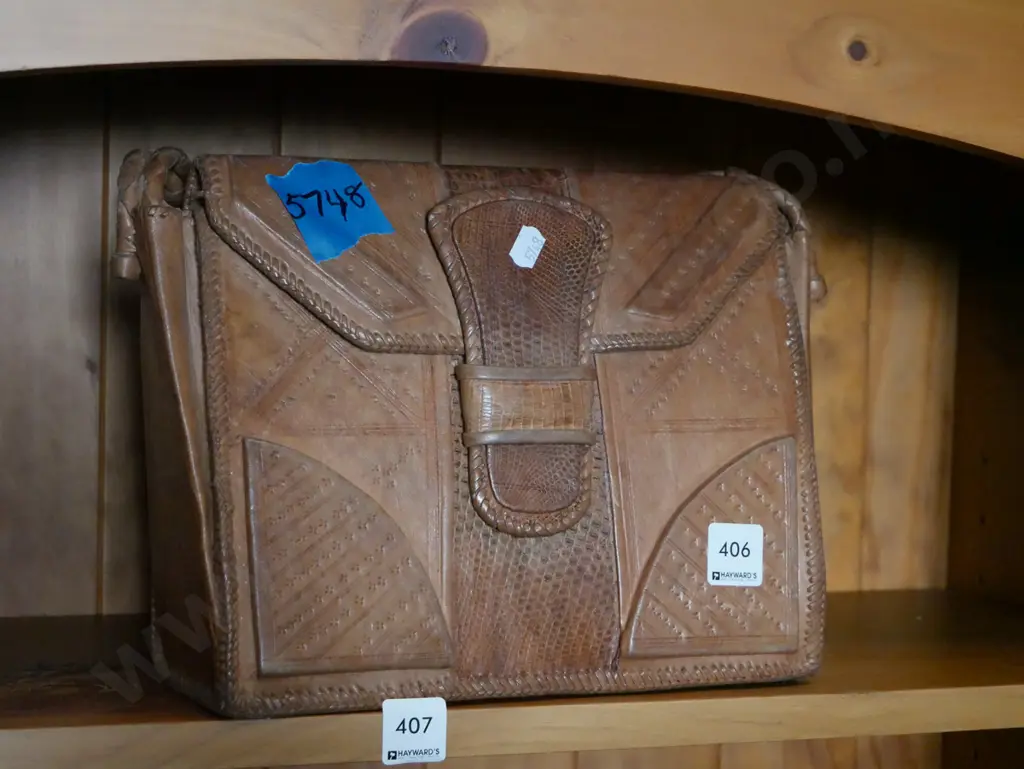 tooled leather hand bag Image 1++