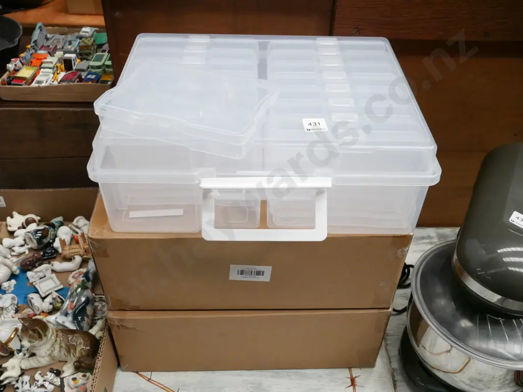 2x boxed and 1x unboxed plastic organisers - case contains 16 plastic storage cassettes Image 1++