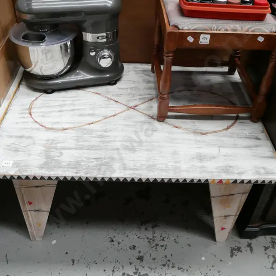 hand painted barb wire decorated coffee table H-410 W-800 D-600