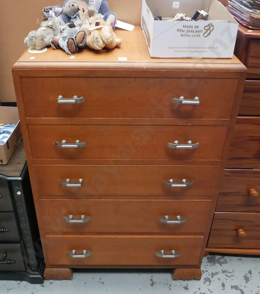 deco puriri 5 drawer tallboy H-1040 W-685 D-440 Image 1++