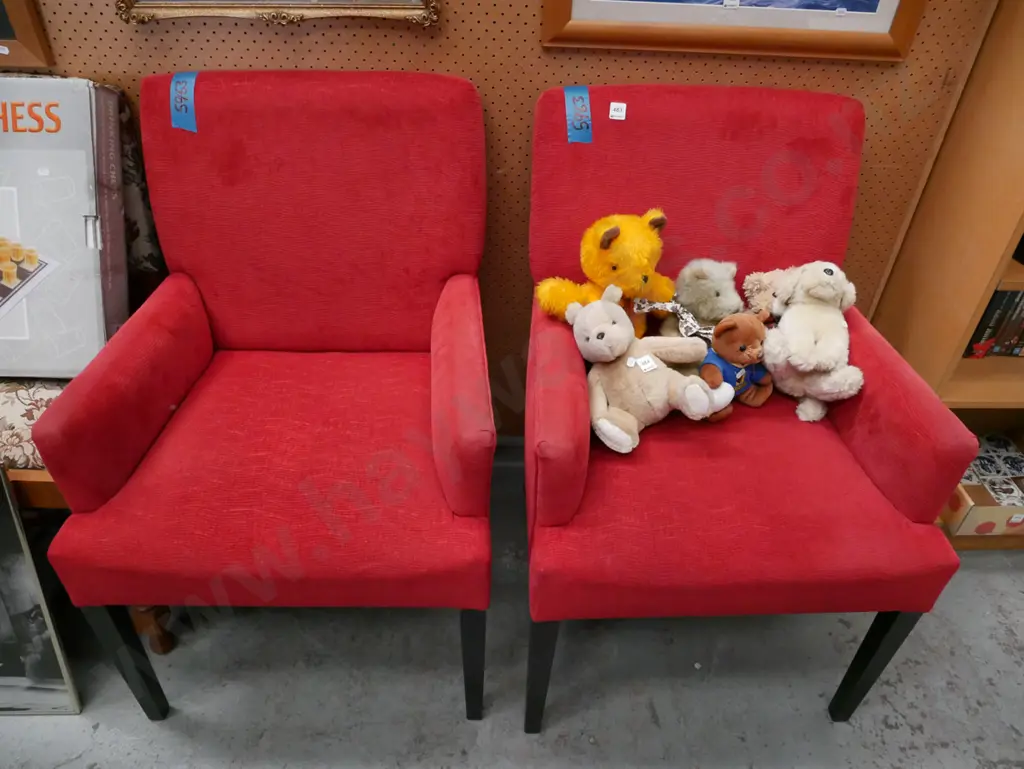 2x red reception chairs Image 1++