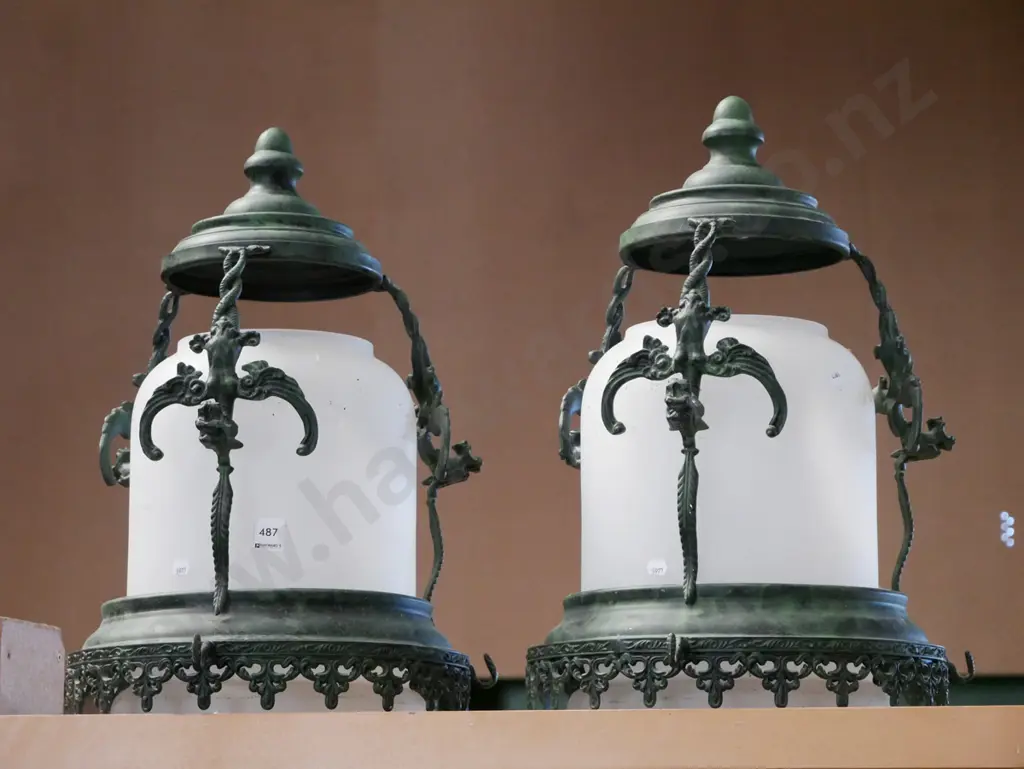 2x reproduction hanging light fittings - missing chains and wiring H-500 Image 1++