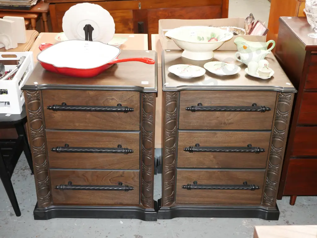 pair of mdf solid wood bedside cabinets Image 1++