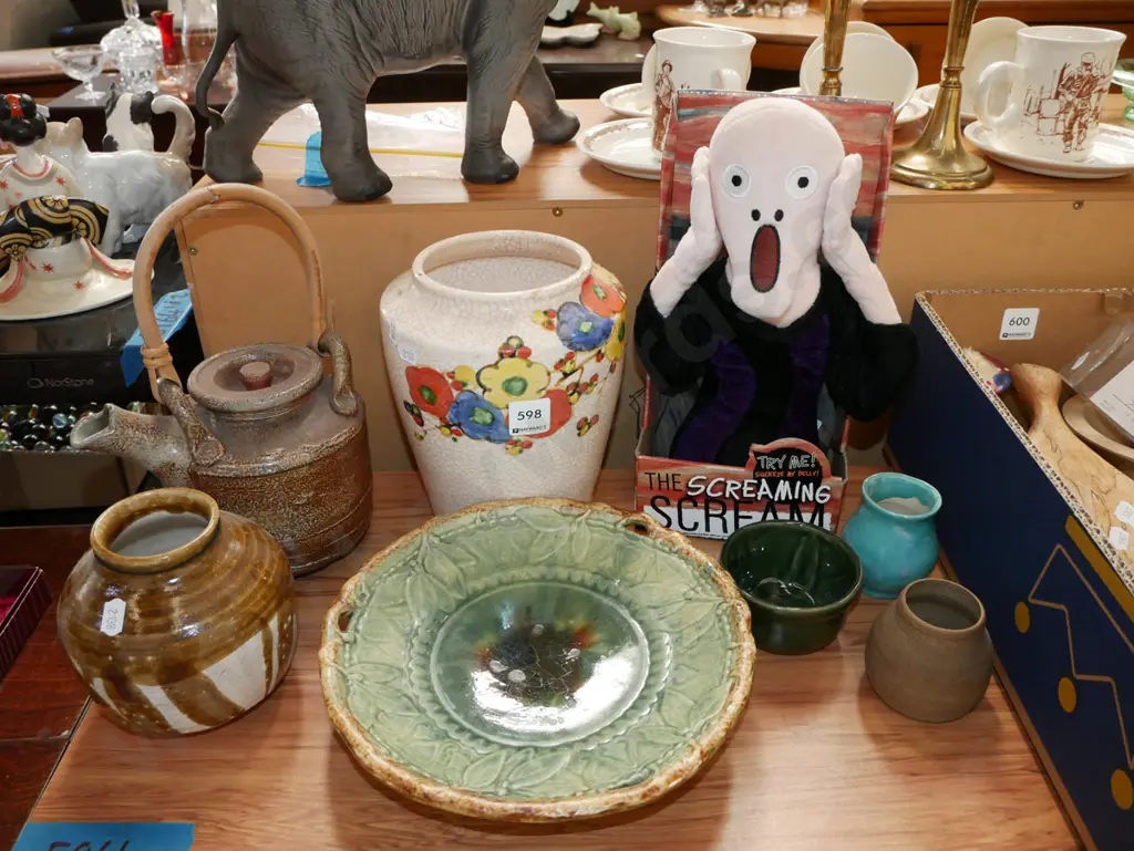 studio pottery tea pot, bowl, comport, novelty Scream doll Image 1++