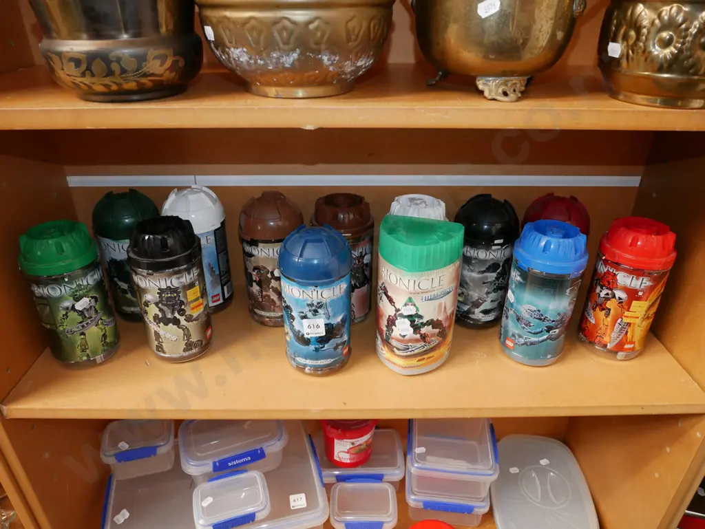 various containers of Lego bionicles Image 1++