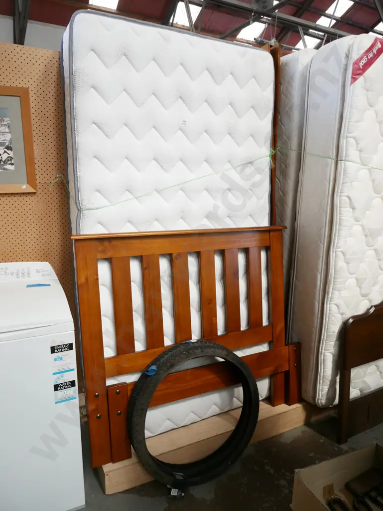 king single slat bed base, mattress and headboard Image 1++