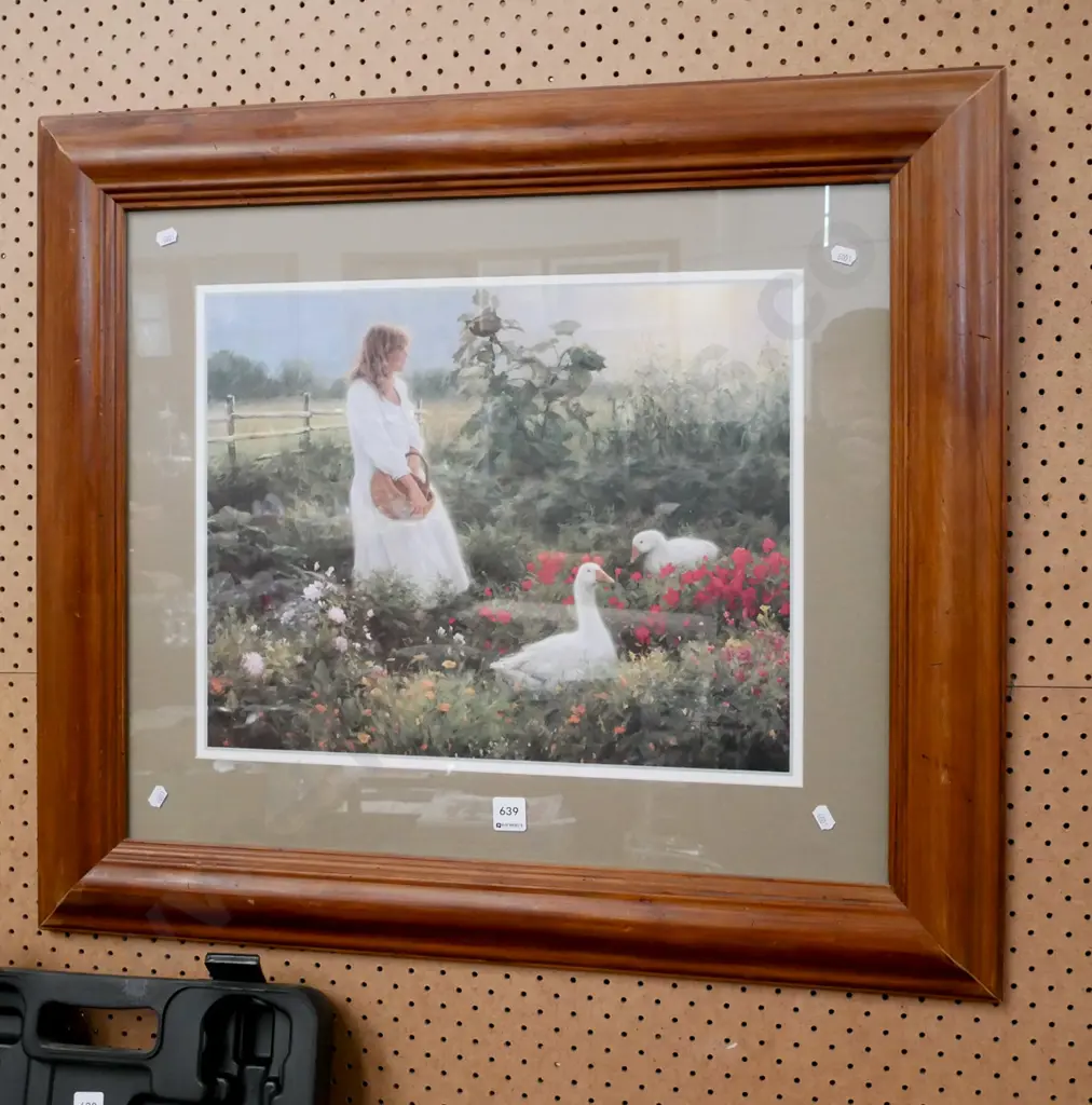 framed print - woman and geese Image 1++
