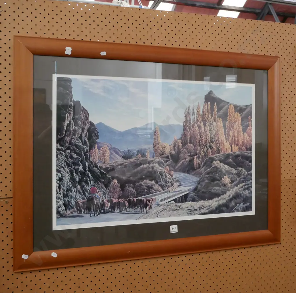 framed P Morath print - cattle over Kawerau Bridge Image 1++