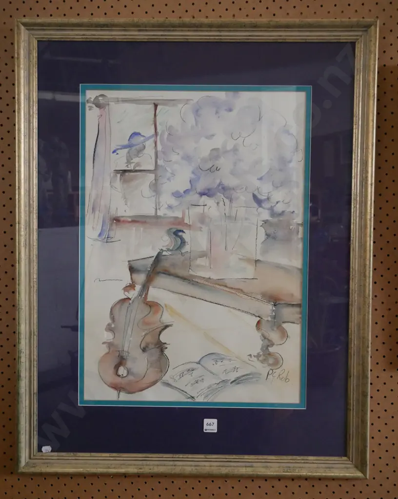 PG Rob watercolour - cello, table etc Image 1++